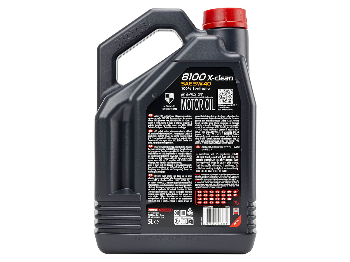 Motul 8100 X-Clean 5W-40 100% SYNTHETIC ENGINE OIL – Euro Sport