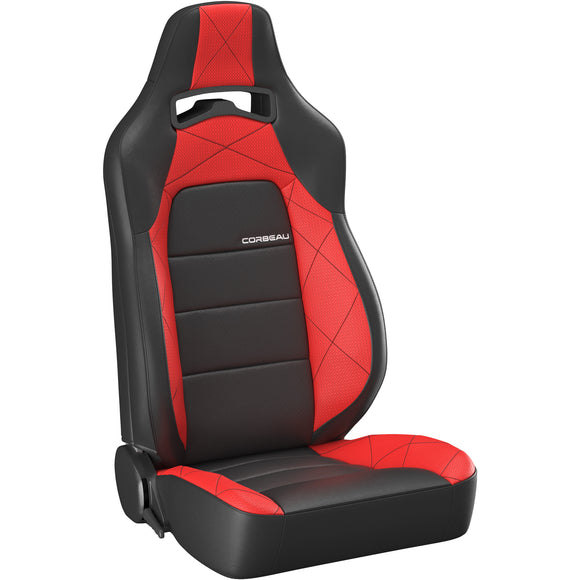 Corbeau Trailcat Reclining Seat Pair (Driver & Passenger) - Black Vinyl/Red HD Vinyl 44917PR