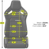 Corbeau Sportline RRX Reclining Seat Pair (Driver & Passenger) - Black Vinyl/White Plaid Cloth