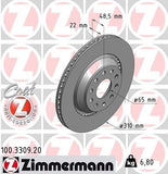 Zimmermann Rear Brake Rotor (310x22) - VW Mk7/CC/Tiguan, Audi S3/TTS