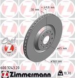 Zimmermann Front Brake Rotors - VW Mk7/CC/Tiguan, Audi S3/TTS