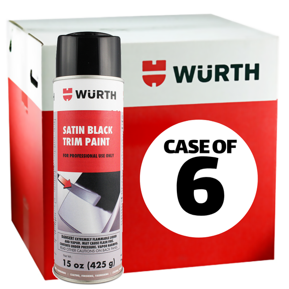 Case of WURTH Flexible Trim Paint Satin Black - 15 oz x 6