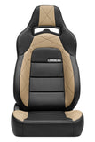 Corbeau Trailcat Reclining Seat Pair (Driver & Passenger) - Black Vinyl/Beige HD Vinyl 44914PR