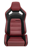 Corbeau Sportline RRX Reclining Seat Pair (Driver & Passenger) - Black Vinyl/Burgandy Vinyl 55080PR