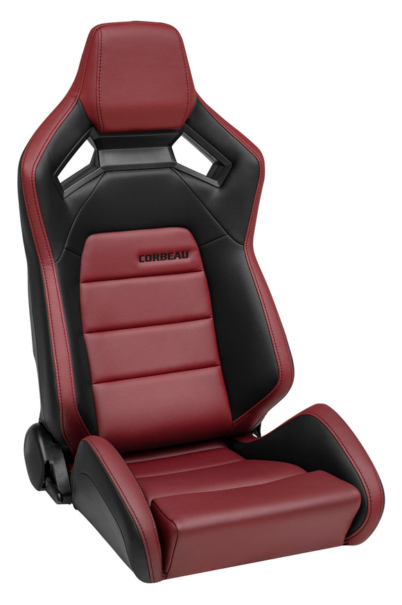 Corbeau Sportline RRX Reclining Seat Pair (Driver & Passenger) - Black Vinyl/Burgandy Vinyl 55080PR