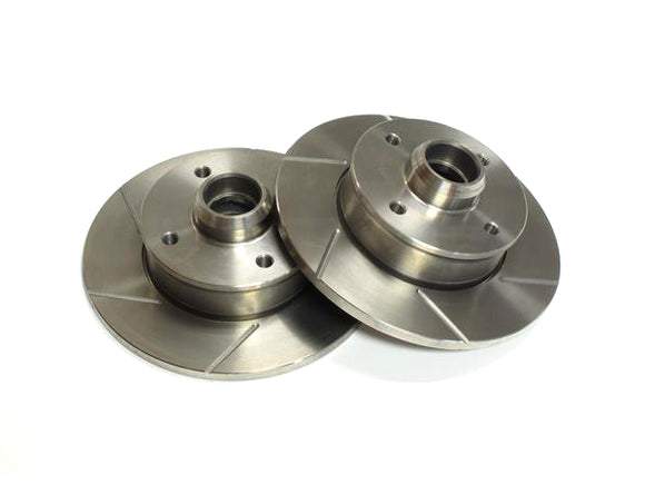 Slotted Rotors - 8.9 Inch rear solid brake rotor 4x100 4-lug - pair